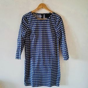 J. CREW Jet Set Geo Print Shift Blue Purple Dress